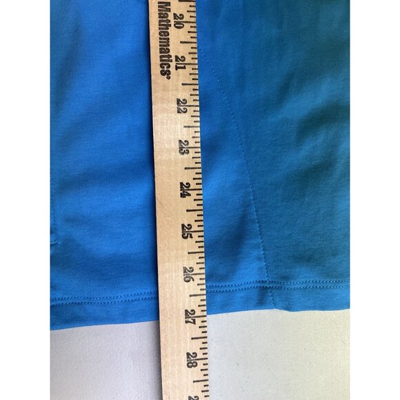 LL Bean Cardigan Open Pima Cotton Size XL Long Sleeve Pockets Turquoise Blue - Picture 5 of 11